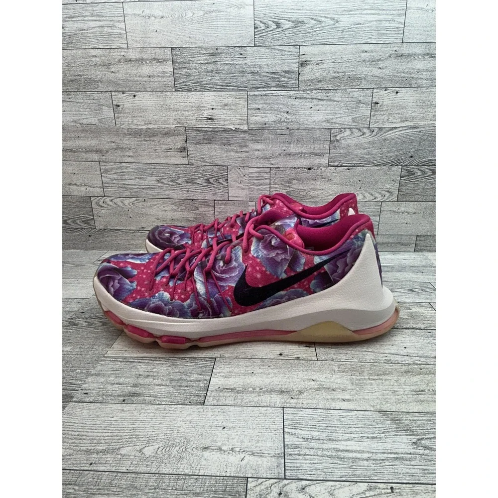 Nike KD 8 Aunt‎ Pearl Shoes Mens 13 Pink Floral Rose Kay Yow Basketball Sneakers
